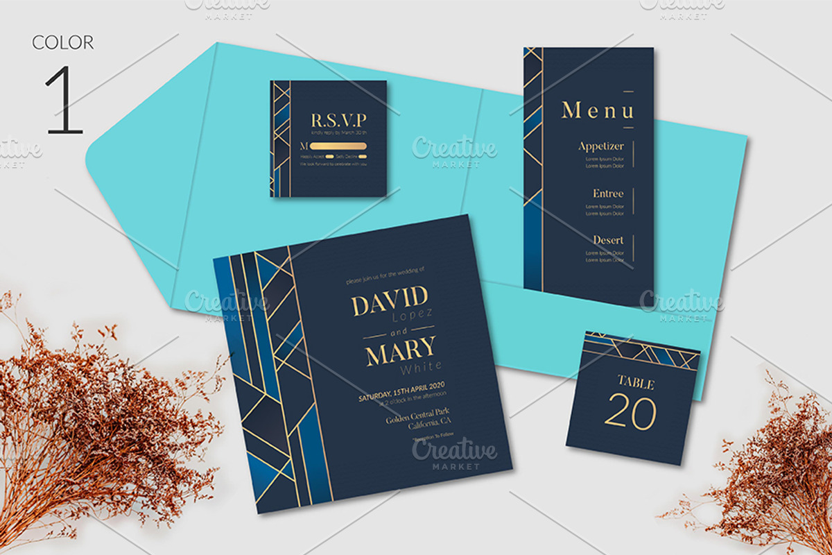 Elegant Art Deco Wedding Invitation, an Invitation Template by Lyllopop (Photo 3 of 4)