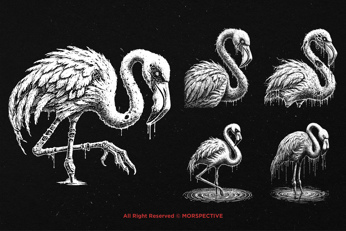 10 Bundle Dark Art Flamingo Bird, an Illustration by Morspective (Photo 5 of 7)