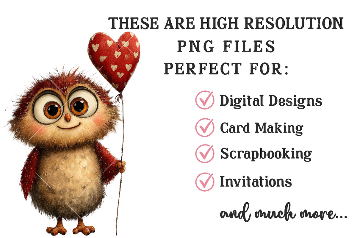 Whimsical Valentine Owl Clipart, an Illustration by OK Design (Photo 3 of 6)