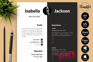 Modern Resume Format / CV - Isabella