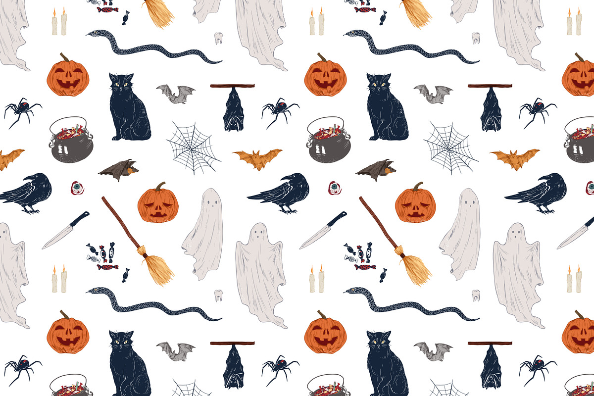 Halloween posters, cards, seamless, a Decorative Illustration by Good Studio (Photo 8 of 17)