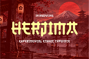 HERJIMA Experimental Ethnic Typeface, a Handwritten Font by idealistudio (Thumbnail 1 of 5)