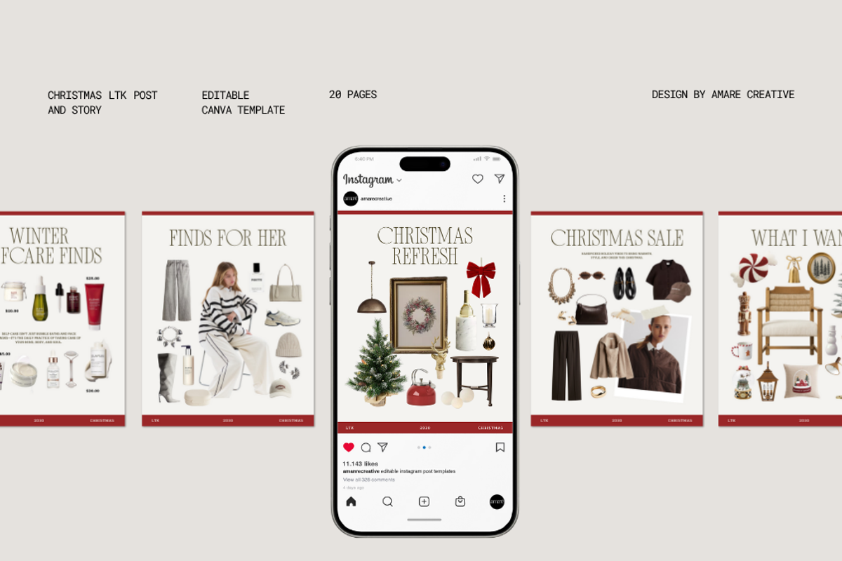 40 Christmas LTK & Instagram Canva, a Social Media Template by Amaré Creative (Photo 10 of 12)
