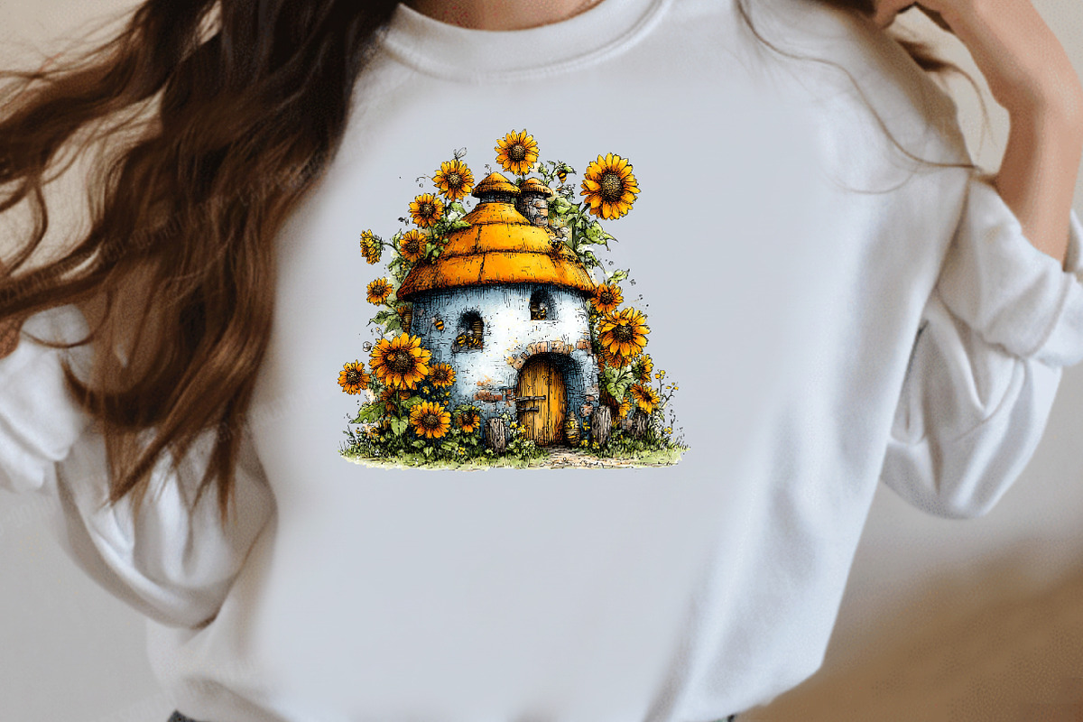 Whimsical Bee Sunflower Clipart, a Seasonal Illustration by Designworld (Photo 7 of 9)