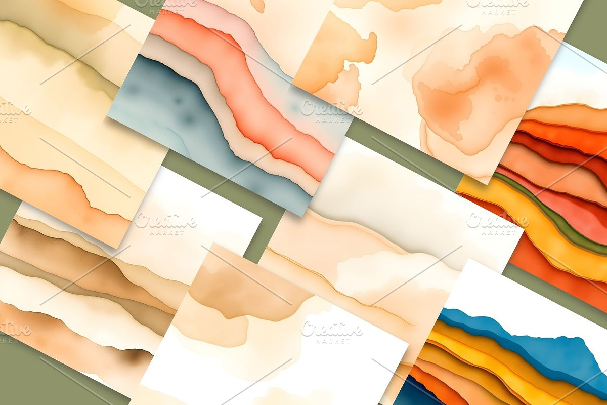 50 Watercolor Earth's Desert Layers, a Background Graphic by UniqueMe (Photo 9 of 14)