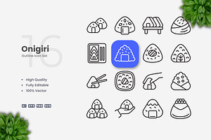 Onigiri Outline Icons, an Outline Icon by Upnowgraphic