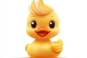 Cute Yellow Duckling Cartoon Charact, an Abstract Photo by Pixeness Studio