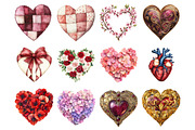 Watercolor Valentine Hearts Clipart, a Seasonal Illustration by CitraGraphics (Thumbnail 2 of 3)