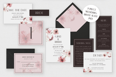 Romantic Wedding Invitation Suite, a Stationery Template by With Love Ethel