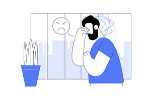 Depression isolated cartoon vector, a Person Illustration by Visual Generation