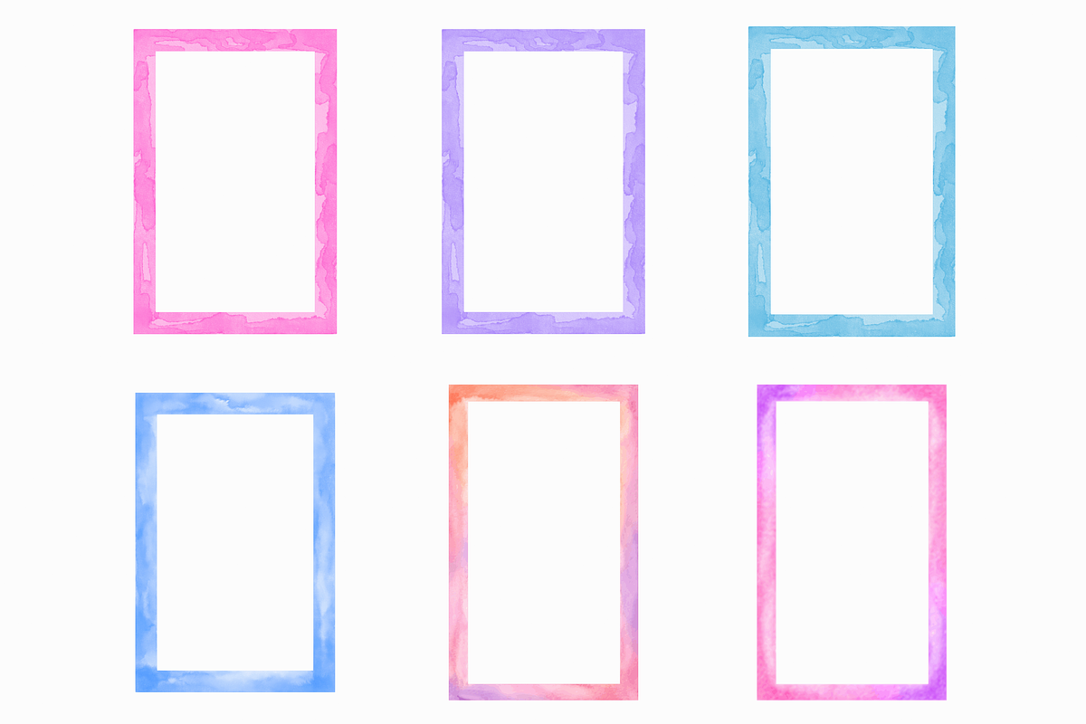 Watercolor Frame Rectangular Border, a Decorative Illustration by Kusumaillustration (Photo 10 of 13)