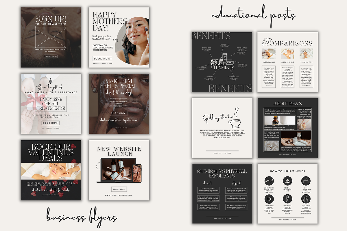Skincare Instagram Templates Black, a Social Media Template by Faytemplates (Photo 4 of 7)