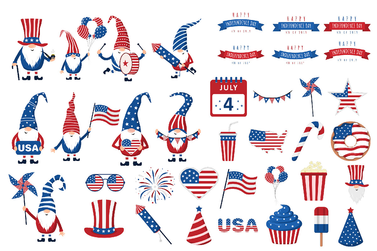 4th of July. Patriotic USA Gnomes, an Illustration by KeronnArt (Photo 2 of 9)