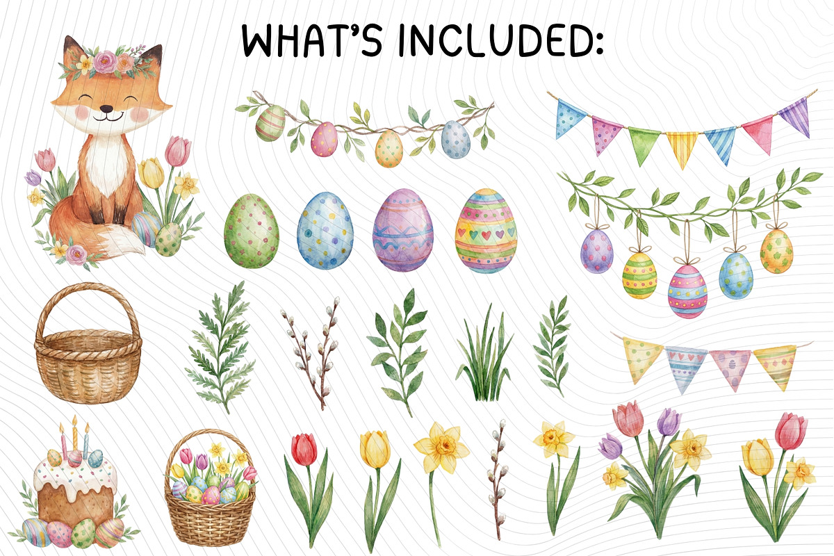 Easter Animals Watercolor Clipart, an Animal Illustration by PassionPNGcreation (Photo 4 of 7)