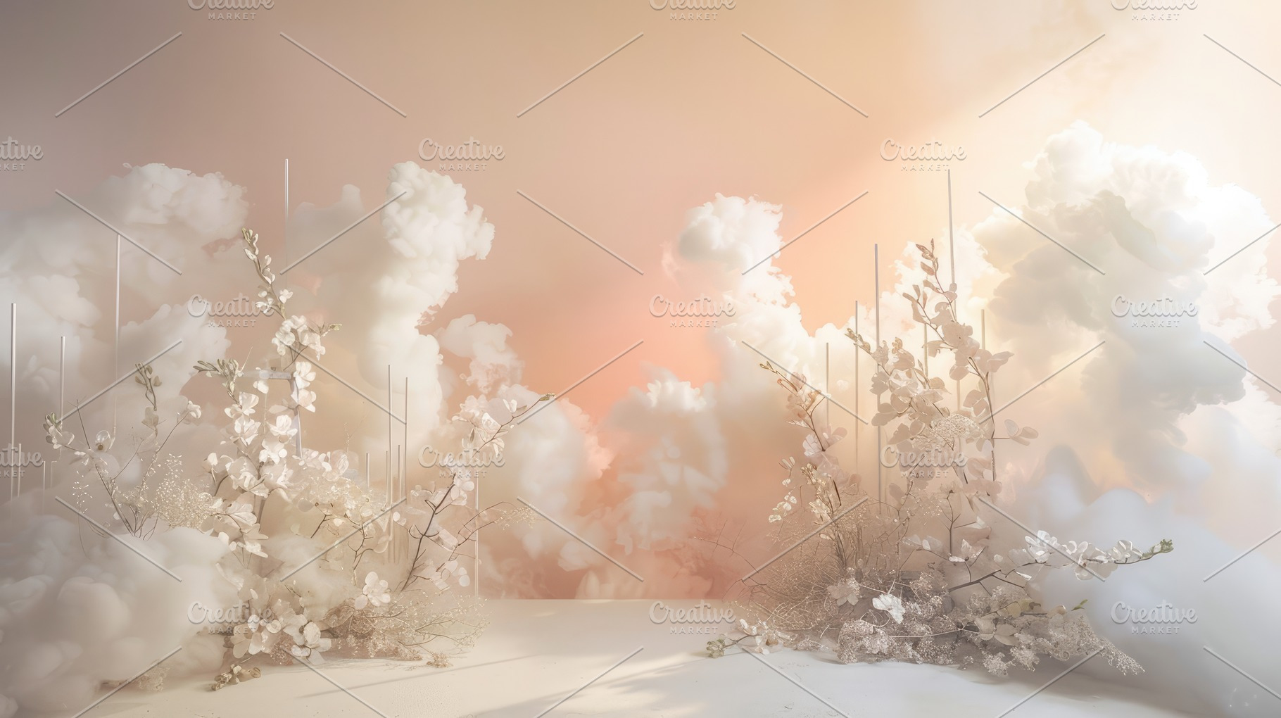 White Florals and Vines background, a Background Photo by Virgo Studio