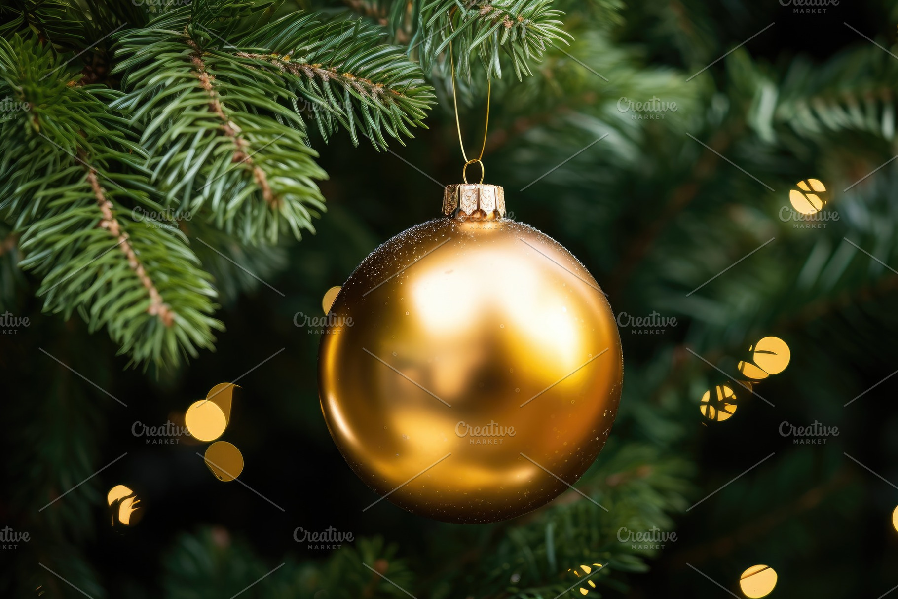 Golden Christmas ball hanging on the, a Photo by Iftikhar Alam