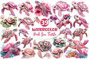 Pink Sea Turtle Clipart PNG, an Illustration by Dream Creation (Thumbnail 1 of 5)