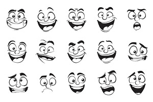 Cartoon Happy Simple Emoji Faces, a Person Illustration by LadadikArt