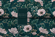 Velvet Emerald Chrysanthemum Pattern, a Pattern Graphic by MouseGrey (Thumbnail 2 of 7)