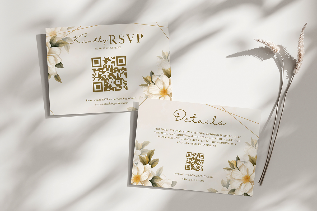 Floral Wedding Invitation Card Canva, an Invitation Template by kin9candra (Photo 5 of 8)