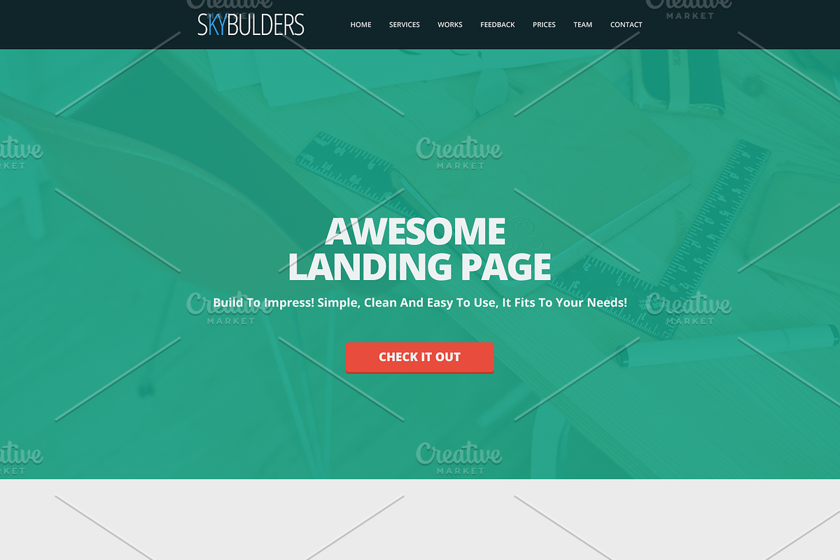 SkyBuilders One Page PSD Template, an UI Kit Template by SketoNeto (Photo 2 of 3)