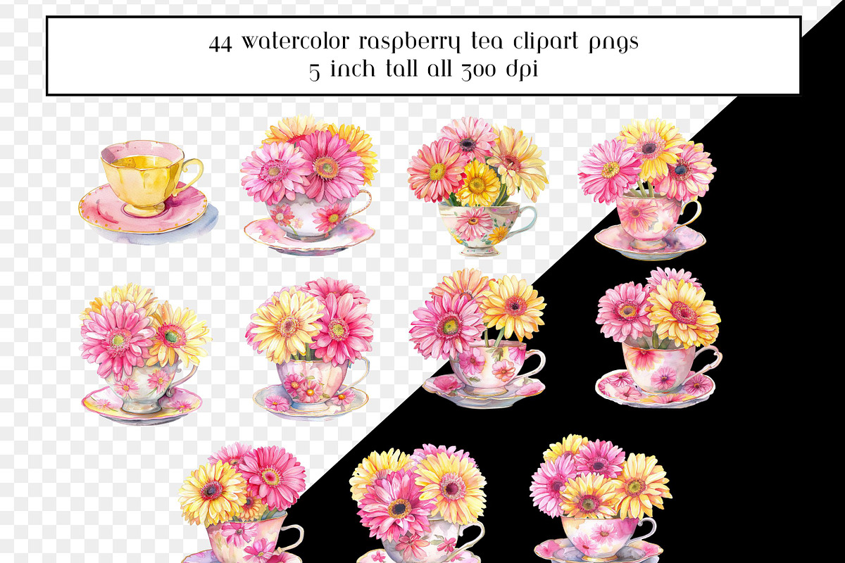 Watercolor Raspberry Tea Clipart, a Graphic by AllTheKewtClipart (Photo 4 of 5)