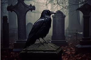 Raven Graveyard Fog Night. Generate