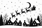 Xmas Reindeer Scene Silhouettes, an Illustration by musafir_fashion (Thumbnail 4 of 21)