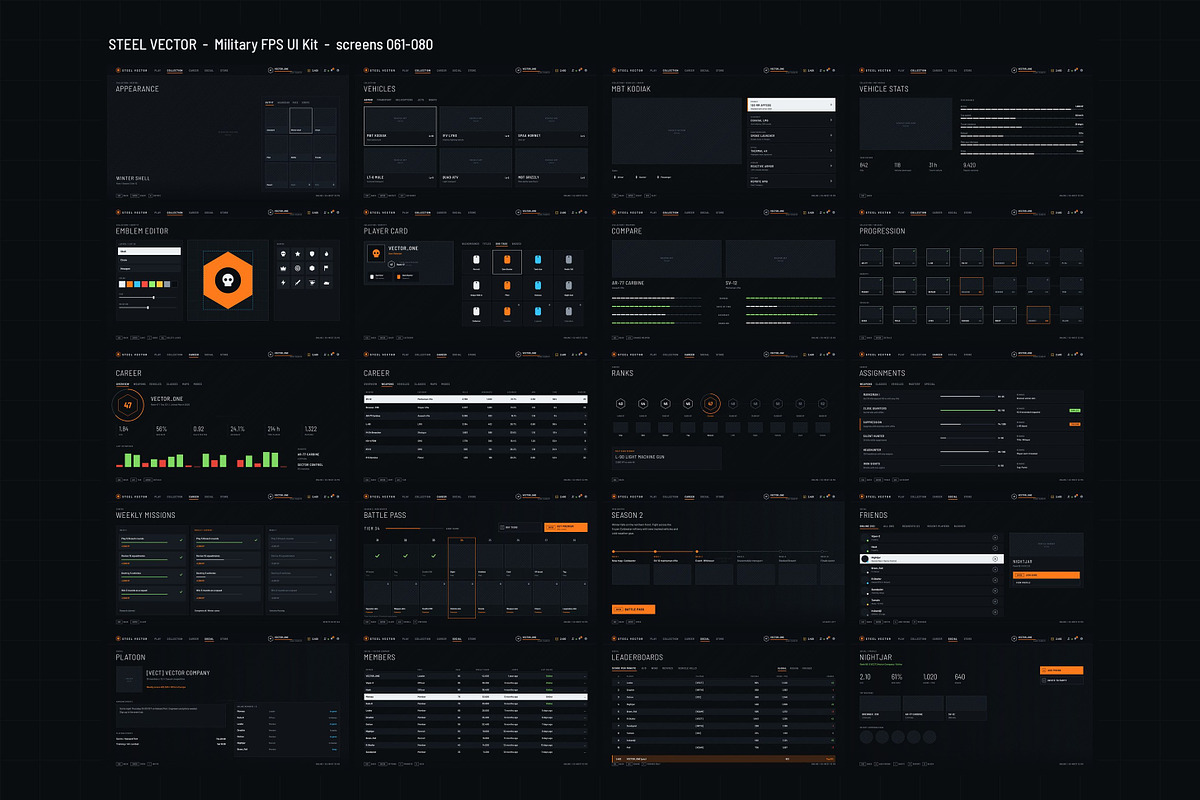 Military FPS Game 100 Screens, an UI Kit Template by pawellpi (Photo 10 of 116)