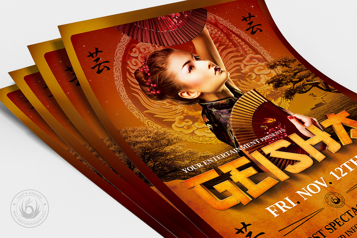 Geisha Night Flyer Template V3, a Flyer Template by ThatsDesignArt (Photo 4 of 7)