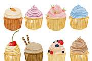Watercolor Cupcake Clipart PNG, a Food Illustration by Old Grove Designs (Thumbnail 2 of 3)