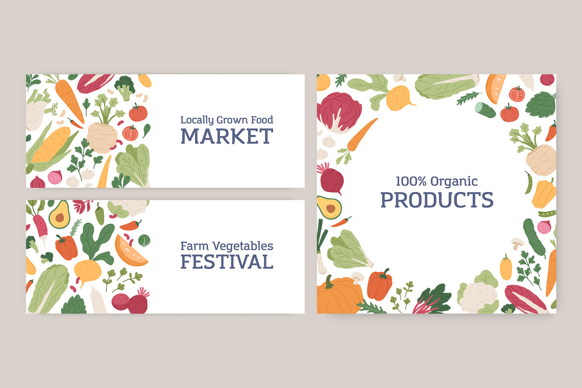 Vegetables background templates set, a Food Illustration by Good Studio (Photo 2 of 6)