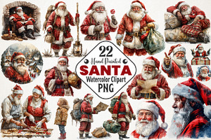 Hand-Painted Watercolor Santa Png, an Illustration by RobertsArt