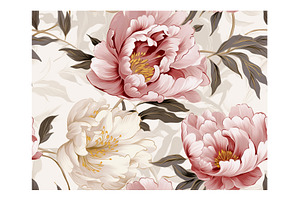 Peony Painting Seamless Pattern