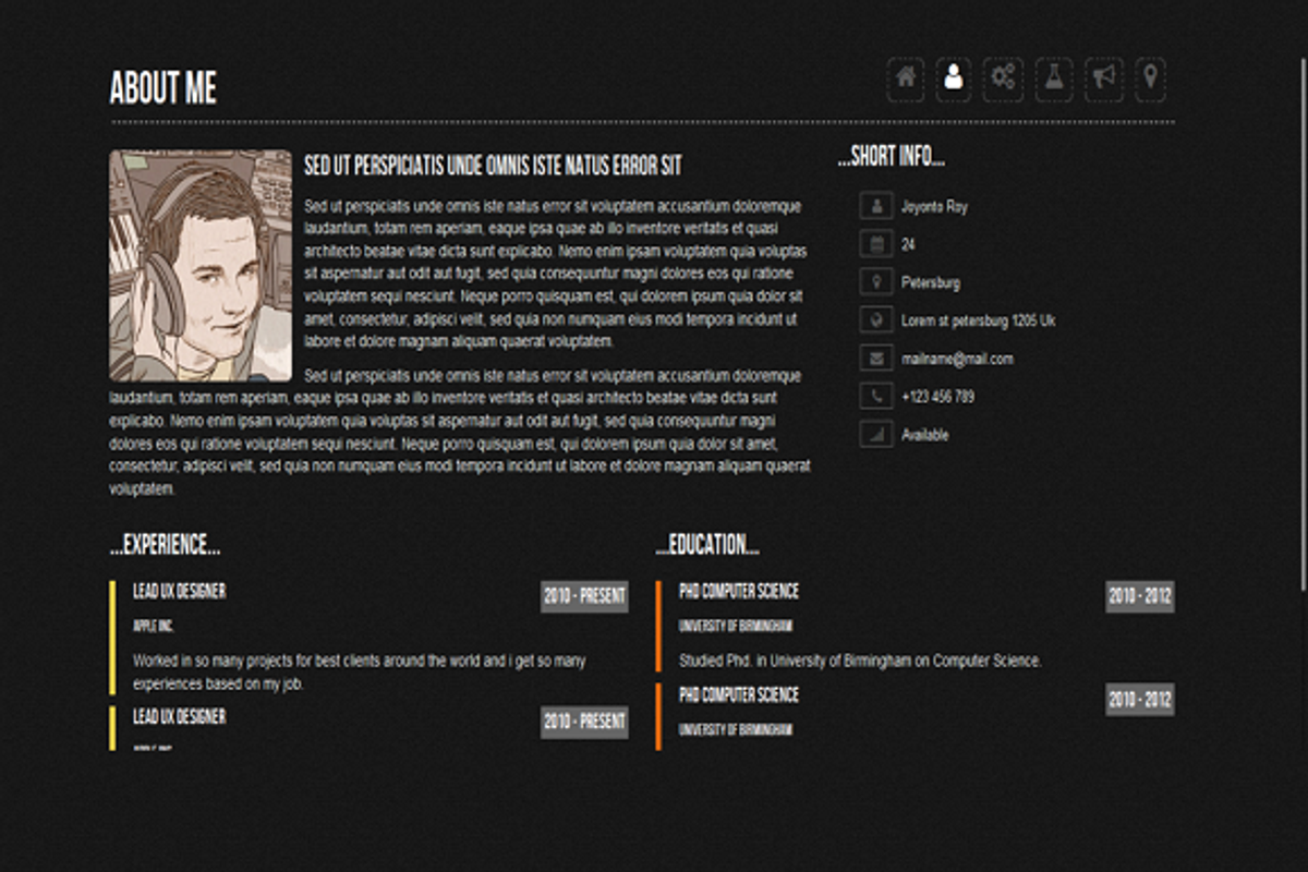 Mycard - Responsive HTML5 Vcard, a Bootstrap Template by Metrothemes (Photo 2 of 5)