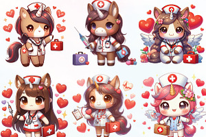 Unicorn Nurse Valentine PNG Clipart