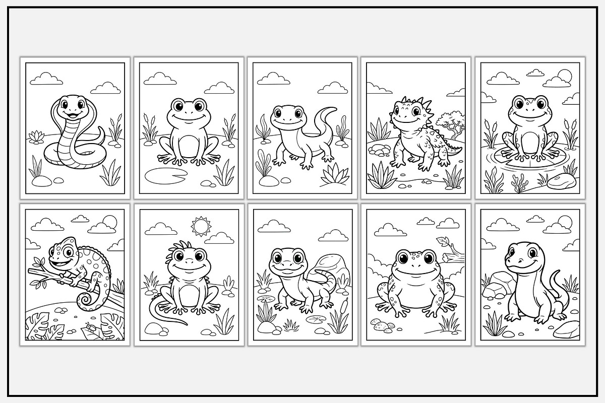 Reptiles & Amphibians Coloring Pages, an Animal Illustration by Lamia Emad (Photo 2 of 5)