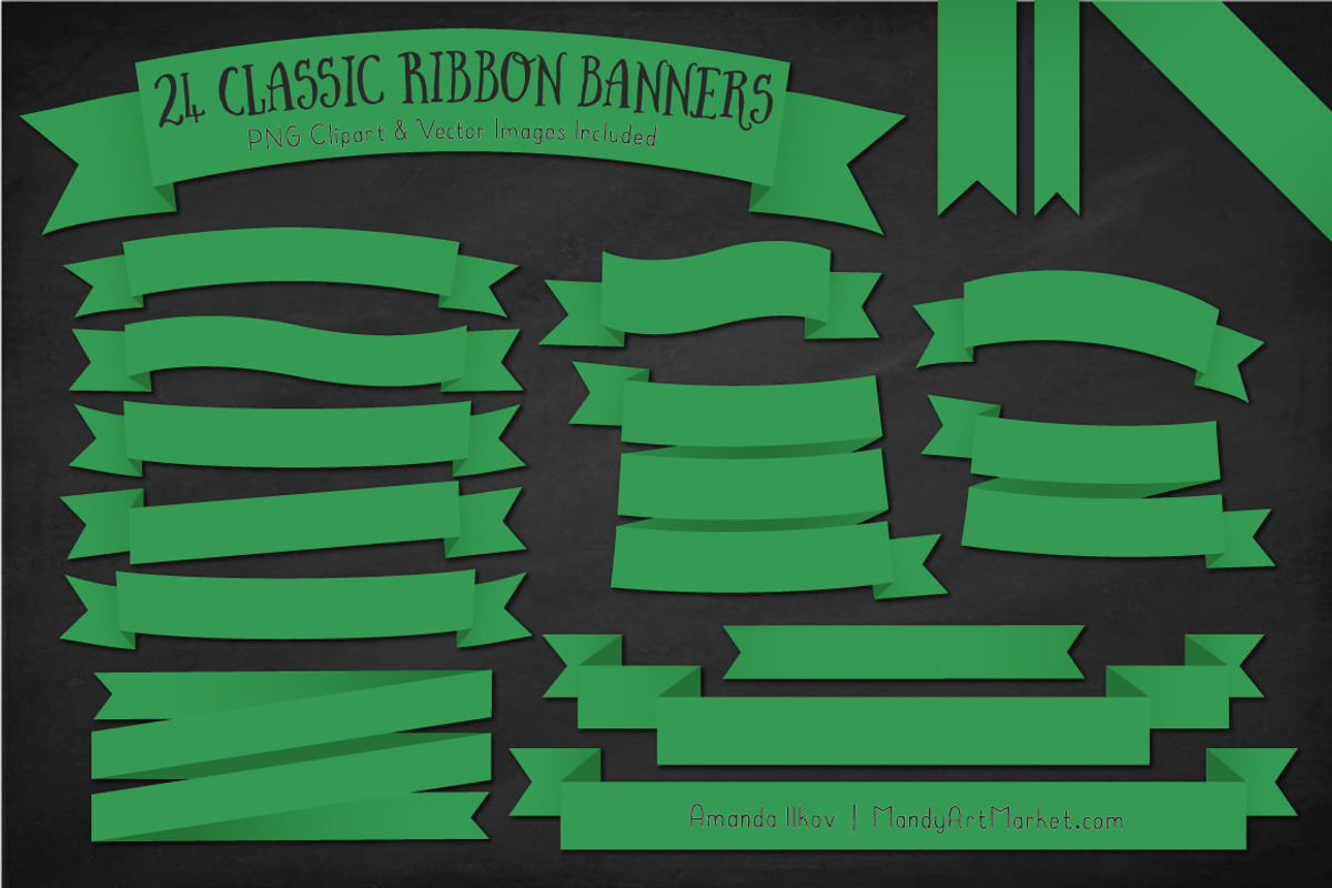 Green Ribbon Banner Clipart, an Illustration by Amanda Ilkov (Photo 2 of 4)