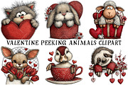 Valentine Peeking Animals Clipart, an Illustration by OK Design (Thumbnail 2 of 6)