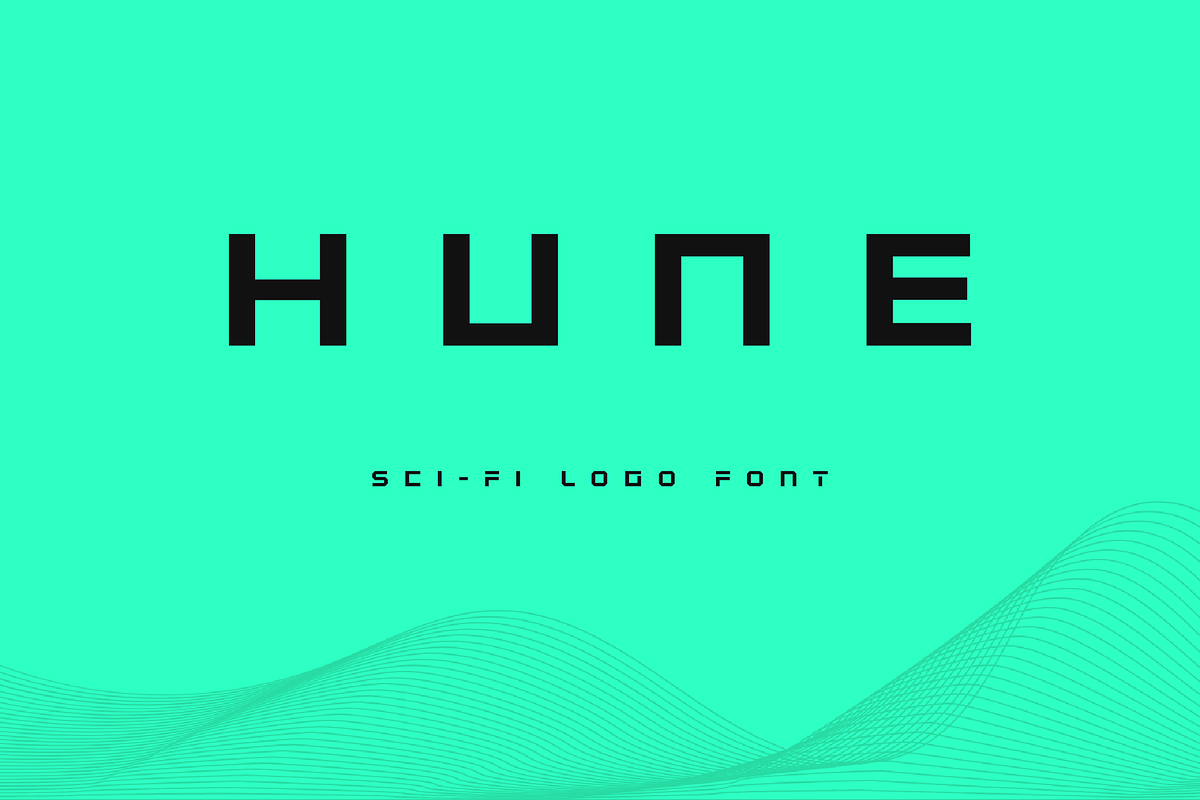 Hune-Blocky Sci-fi Logo Font, a Sans Serif Font by Ebad Designs (Photo 1 of 7)