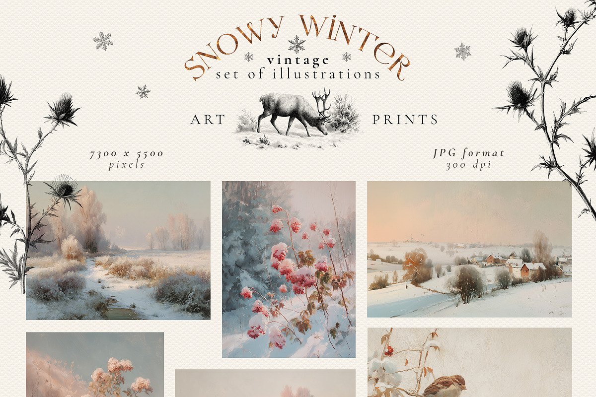 Snowy Winter - vintage illustrations, a Seasonal Illustration by Pamyatka Shop (Photo 17 of 17)