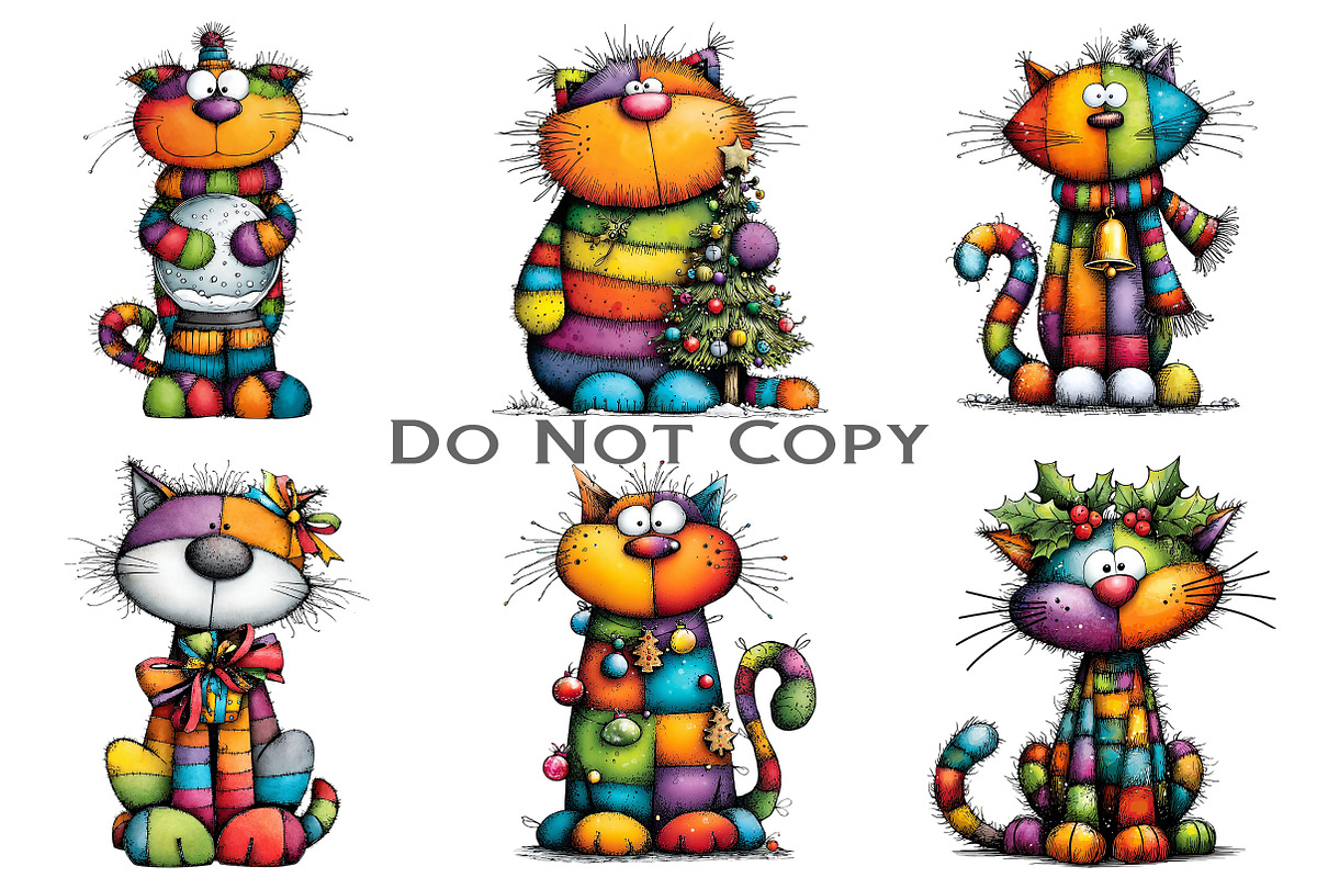 Rainbow Christmas Cat Clipart, an Illustration by Craft Nest (Photo 8 of 9)