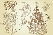 16 vintage Christmas cliparts, an Illustration by CLIPART GARDEN (Thumbnail 1 of 4)