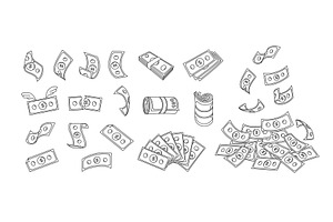 Doodle banknotes. Money bills stacks, a Finance Illustration by winwin.art