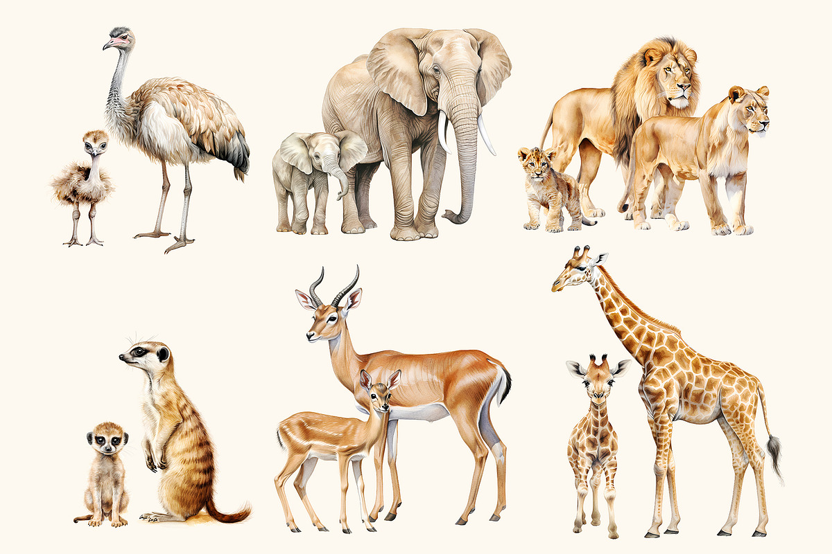 Watercolor Safari Animals Clipart, an Animal Illustration by Primrose Blume (Photo 3 of 6)