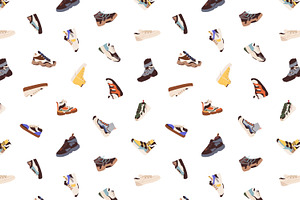 Fashion Sneakers Seamless Patterns