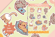Cute Kawaii Cat Sticker Set, a Graphic by Dori Debreceni draws (Thumbnail 2 of 4)