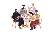 Friends gathering at dinner table, a Person Illustration by Good Studio (Thumbnail 5 of 14)
