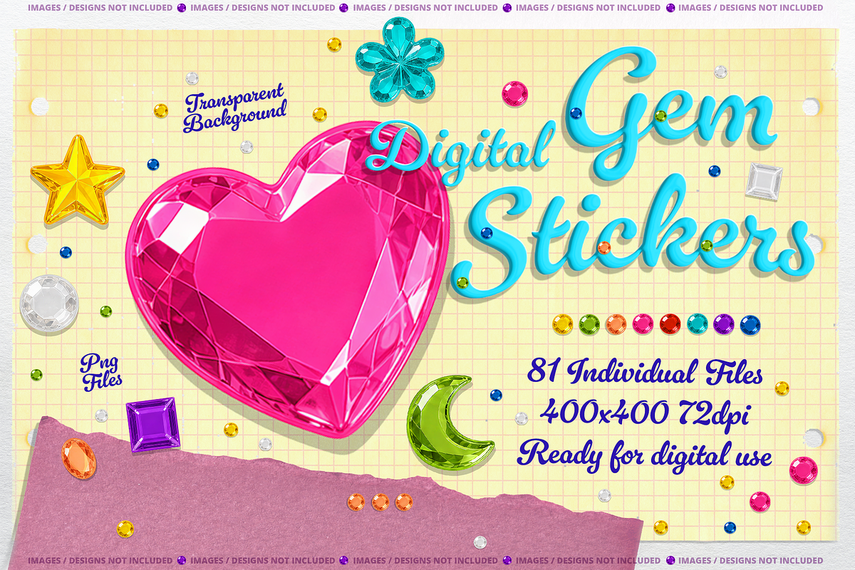 GEM STICKERS DIGITAL RHINESTONE PNGs, an Object Graphic by TheFoodAtlas (Photo 1 of 5)