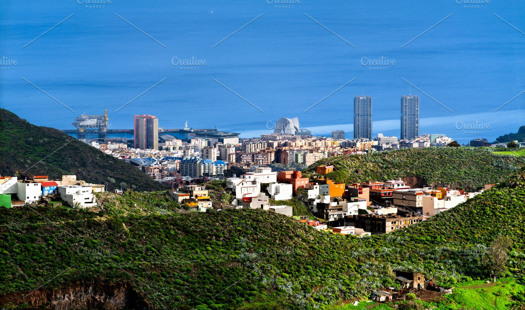 Scenic view of Santa Cruz de Tenerife city and ocean, an Architecture Photo by Leonid Andronov